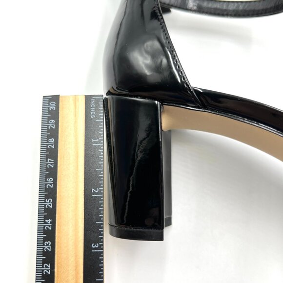 8.5W 8.5 WIDE WIDTH Nine West Pruce 3 Black Patent Block Heels Sandals‎ Shoes - Picture 14 of 15